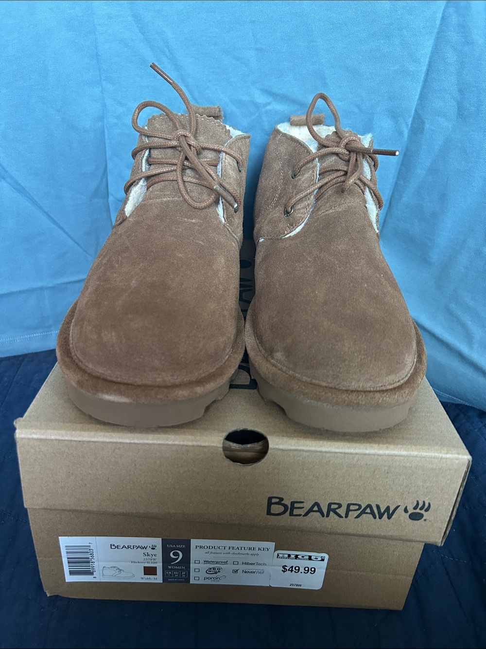 BearPaw Tan Suede Chukka Boots with Sherpa Lining